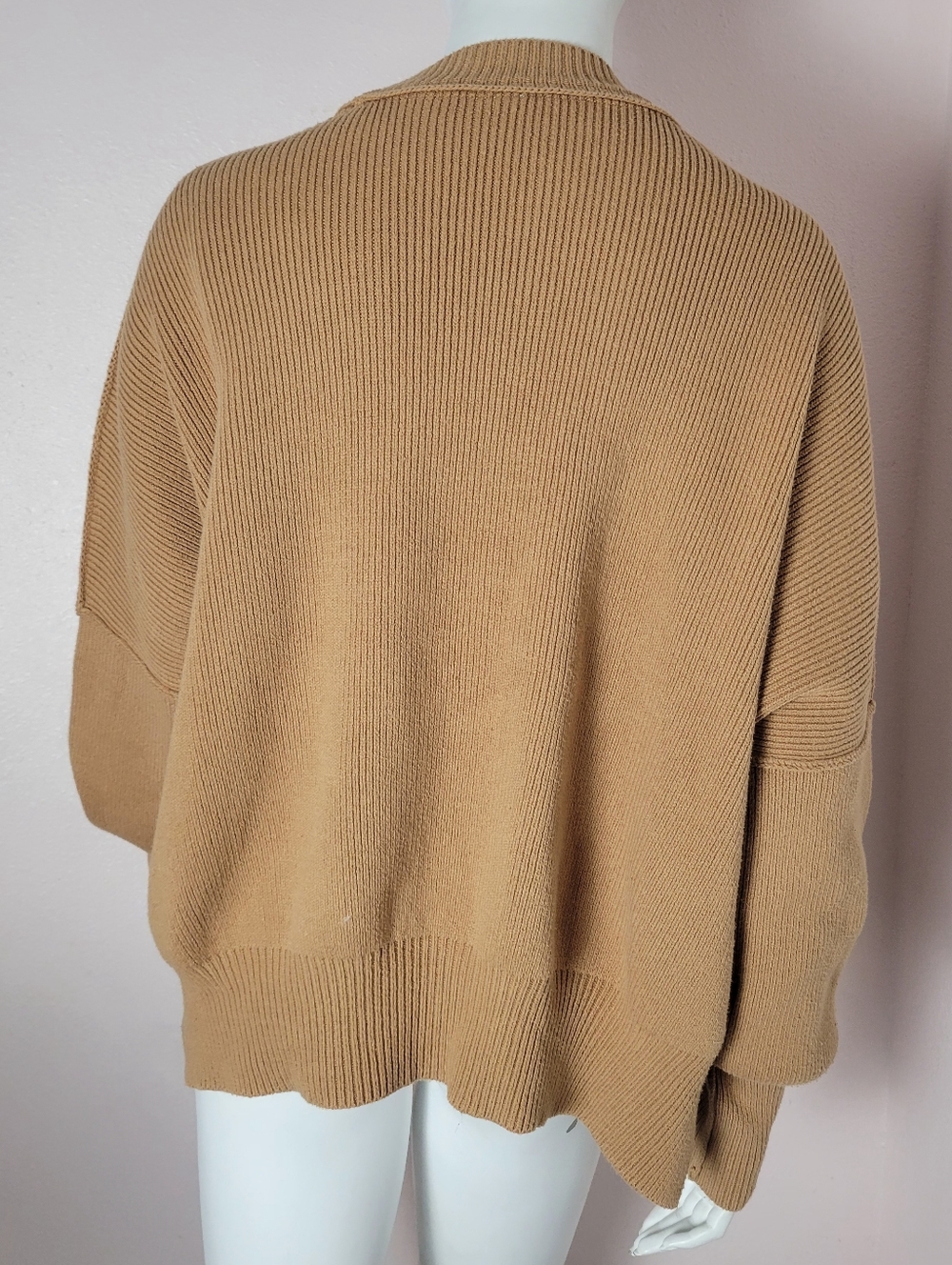 Free People Oversized Chunky Knit Sweater, Brown, Size S/M, Ribbed - Picture 5 of 8